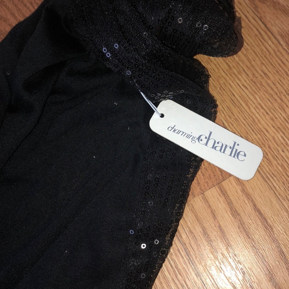 NWT black sparkle Charming Charlie infinity scarf